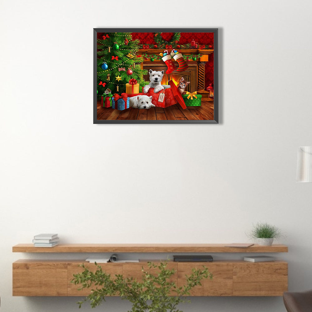 Christmas Puppy - Full Square Drill Diamond Painting 40*30CM