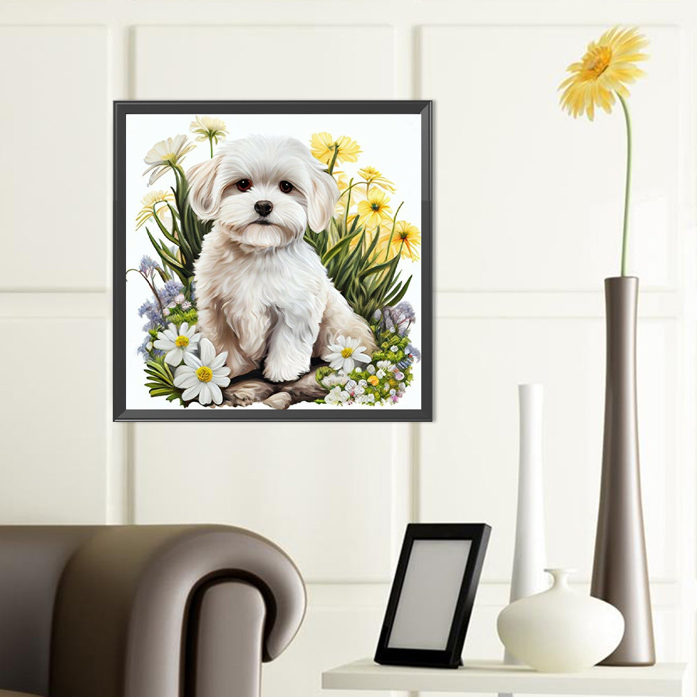 Bichon Frise - Full Round Drill Diamond Painting 40*40CM
