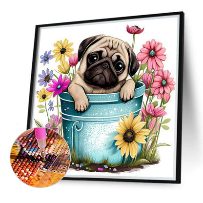 Pug - Full Round Drill Diamond Painting 40*40CM