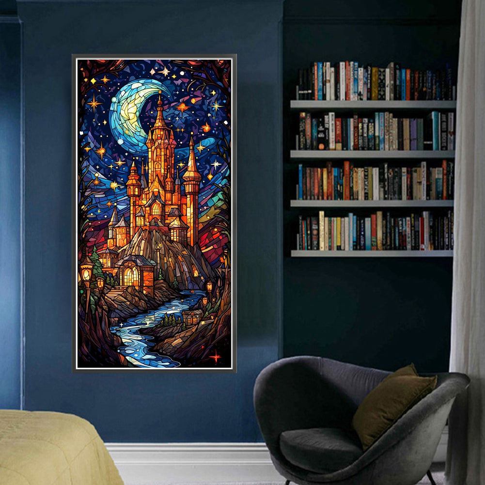 Glass Painting-Castle - 14CT Stamped Cross Stitch 35*65CM