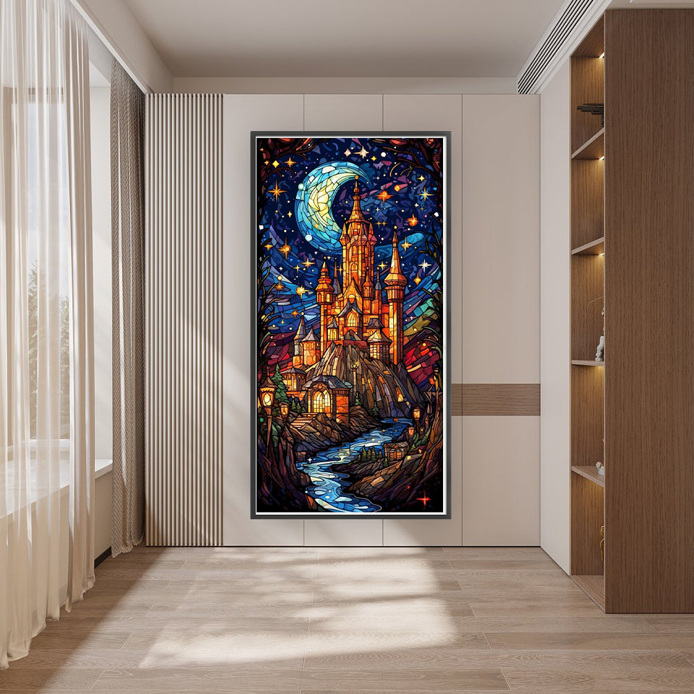 Glass Painting-Castle - 14CT Stamped Cross Stitch 35*65CM