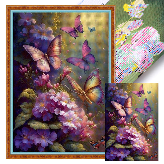 Butterflies And Flowers - 11CT Stamped Cross Stitch 40*60CM