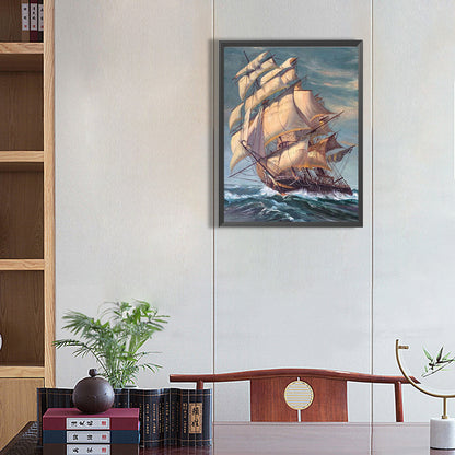 Sea Sailing Boat - Full Square Drill Diamond Painting 30*40CM