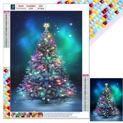 Christmas Tree With Lanterns - Full Square Drill Diamond Painting 30*40CM