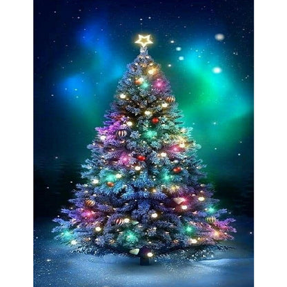 Christmas Tree With Lanterns - Full Square Drill Diamond Painting 30*40CM