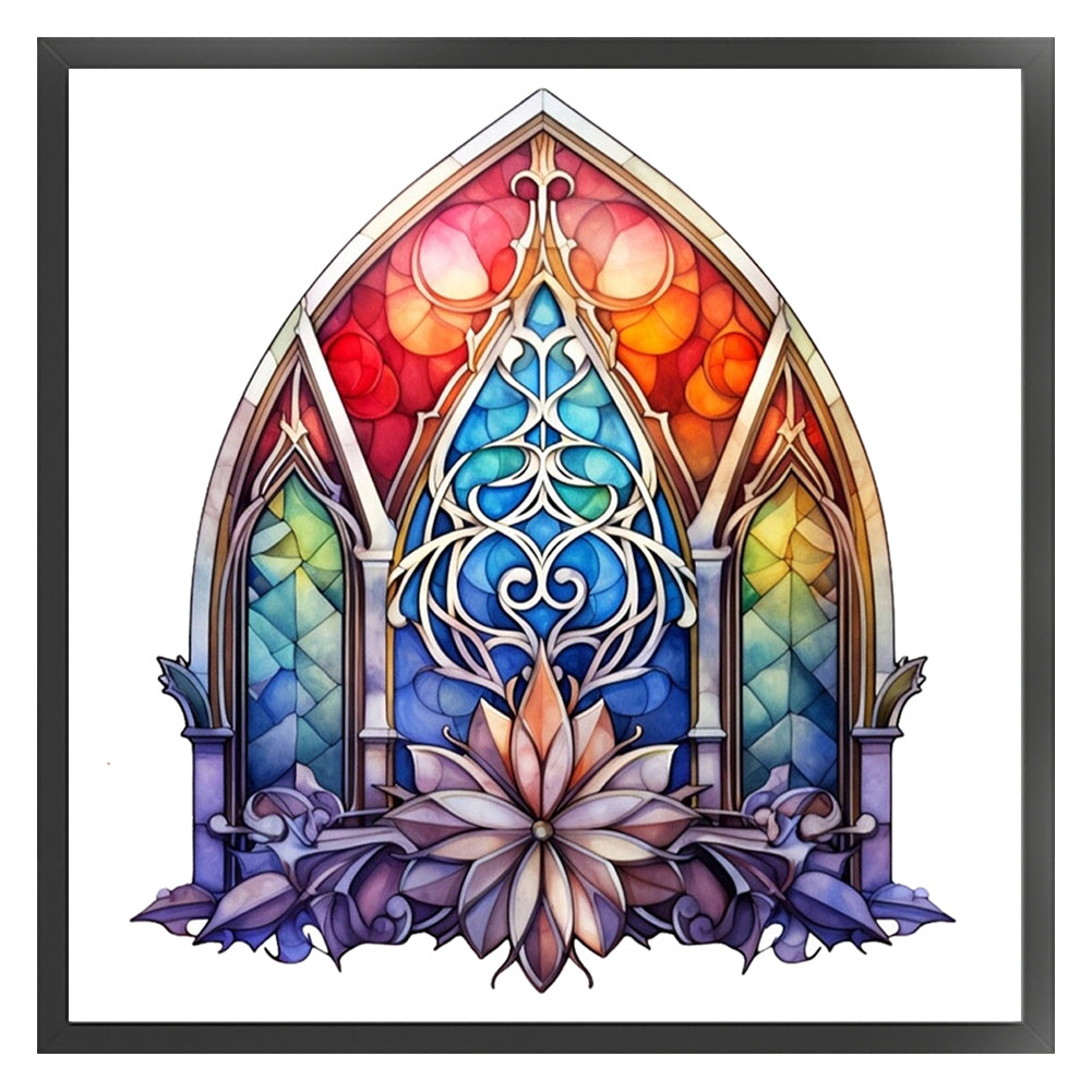 Glass Painting-Christmas Elements - 14CT Stamped Cross Stitch 40*40CM
