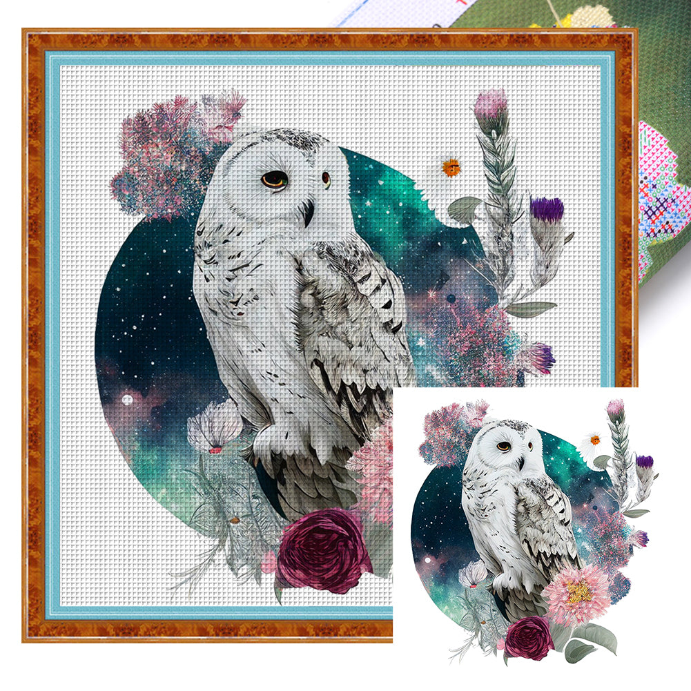 Flowers And Owl - 16CT Stamped Cross Stitch 40*40CM