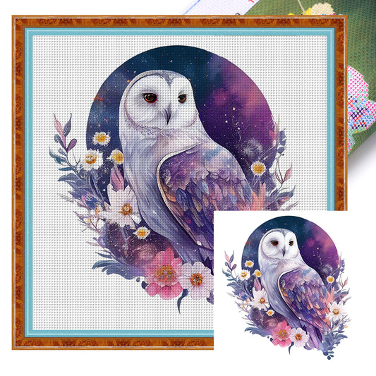 Flowers And Owl - 16CT Stamped Cross Stitch 40*40CM