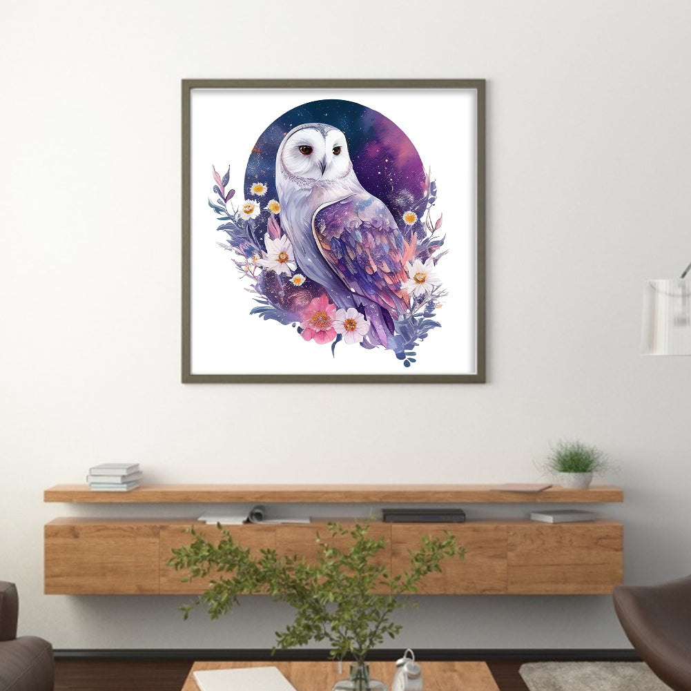 Flowers And Owl - 16CT Stamped Cross Stitch 40*40CM