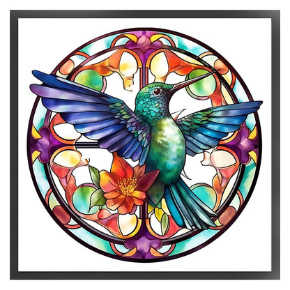 Glass Painting-Hummingbird - 18CT Stamped Cross Stitch 25*25CM