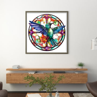 Glass Painting-Hummingbird - 18CT Stamped Cross Stitch 25*25CM