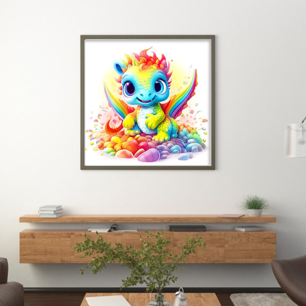 Rainbow Little Flying Dragon - 11CT Stamped Cross Stitch 50*50CM