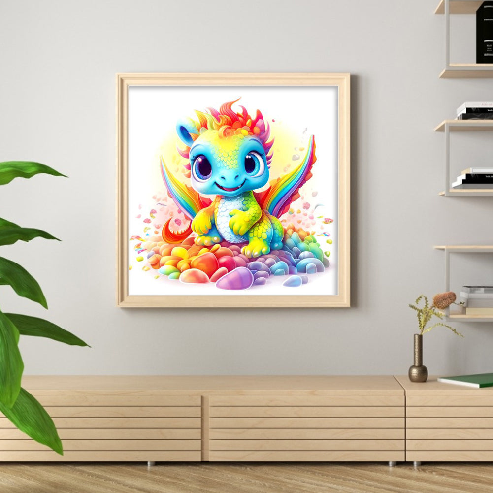 Rainbow Little Flying Dragon - 11CT Stamped Cross Stitch 50*50CM