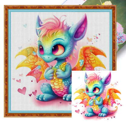 Rainbow Little Flying Dragon - 11CT Stamped Cross Stitch 50*50CM