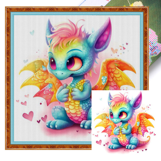 Rainbow Little Flying Dragon - 11CT Stamped Cross Stitch 50*50CM