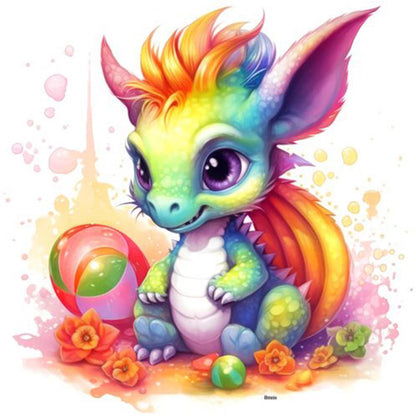 Rainbow Little Flying Dragon - 11CT Stamped Cross Stitch 50*50CM