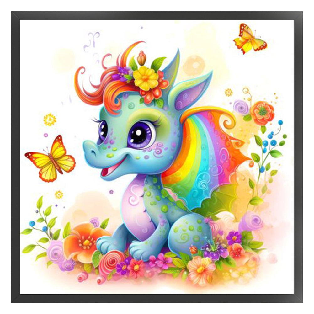 Rainbow Little Flying Dragon - 11CT Stamped Cross Stitch 50*50CM