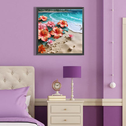 Clean Beach Flowers - Full Round Drill Diamond Painting 40*40CM