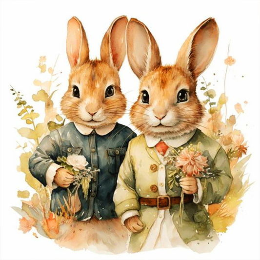 Two Rabbits - Full Round Drill Diamond Painting 40*40CM