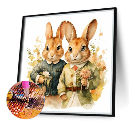 Two Rabbits - Full Round Drill Diamond Painting 40*40CM