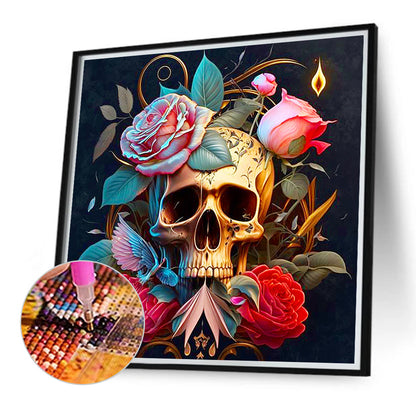 Rose Skull Girl - Full Round Drill Diamond Painting 40*40CM