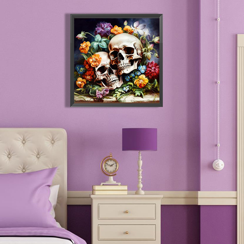 Bouquet Skull Girl - Full Round Drill Diamond Painting 40*40CM