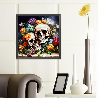 Bouquet Skull Girl - Full Round Drill Diamond Painting 40*40CM