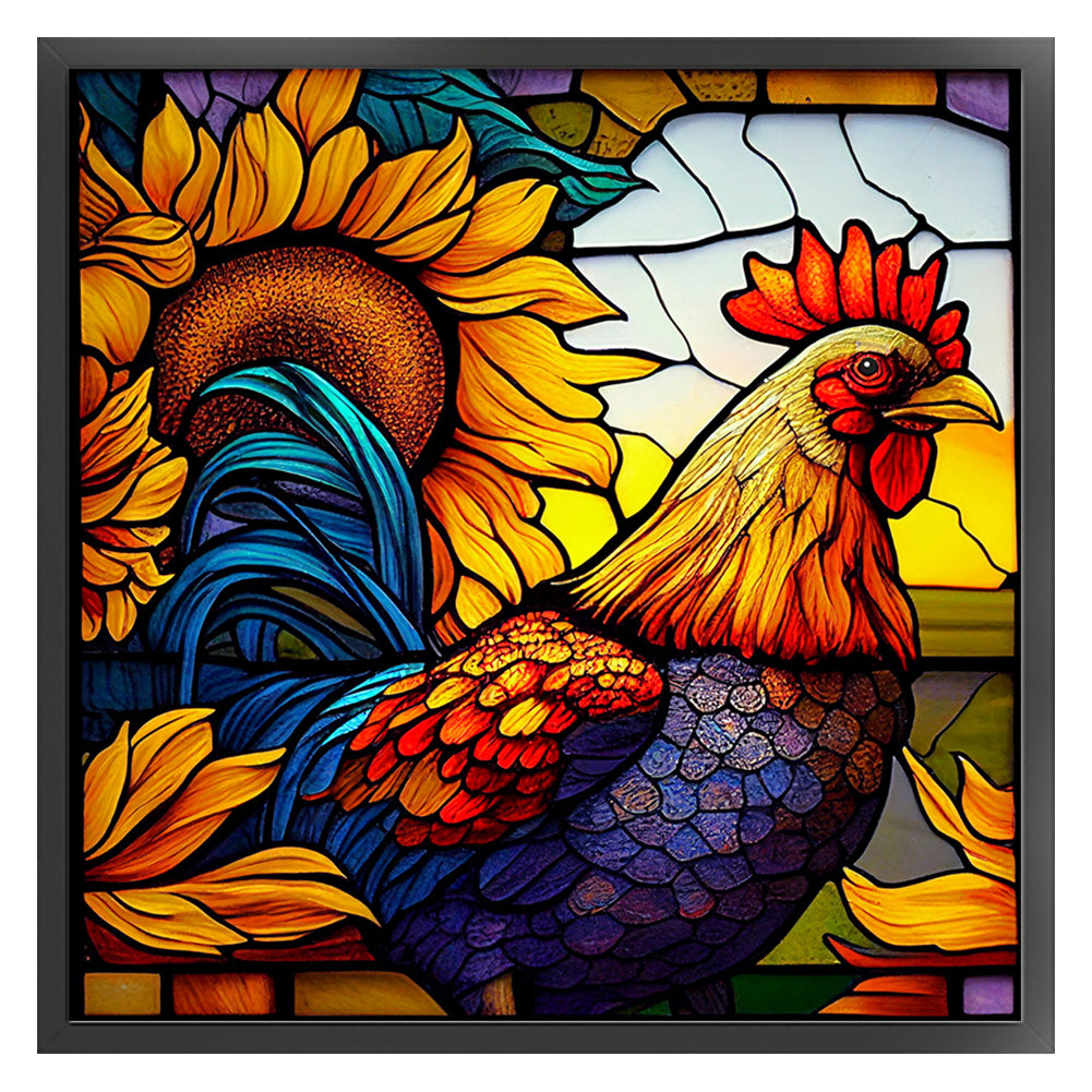 Glass Painting-Rooster - 11CT Stamped Cross Stitch 40*40CM