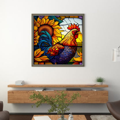 Glass Painting-Rooster - 11CT Stamped Cross Stitch 40*40CM