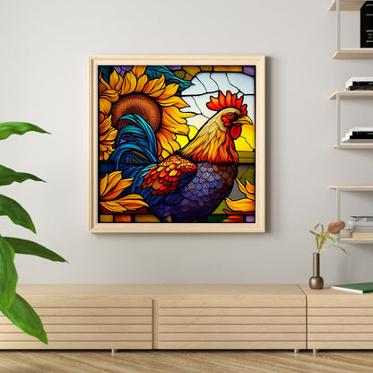 Glass Painting-Rooster - 11CT Stamped Cross Stitch 40*40CM