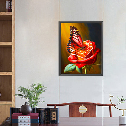 Butterflies And Roses - Full Round Drill Diamond Painting 40*50CM