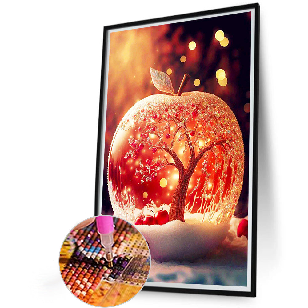 Crystal Red Apple Tree - Full Round Drill Diamond Painting 40*60CM