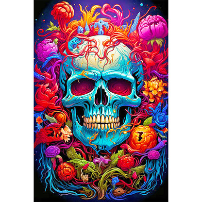 Flower Skull - Full Round Drill Diamond Painting 40*60CM