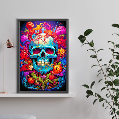 Flower Skull - Full Round Drill Diamond Painting 40*60CM