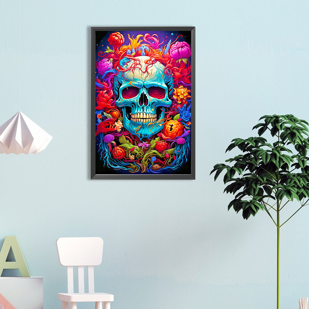 Flower Skull - Full Round Drill Diamond Painting 40*60CM