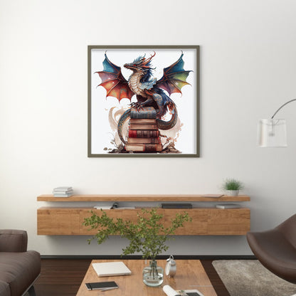 Flying Dragon In Book - 11CT Stamped Cross Stitch 60*60CM