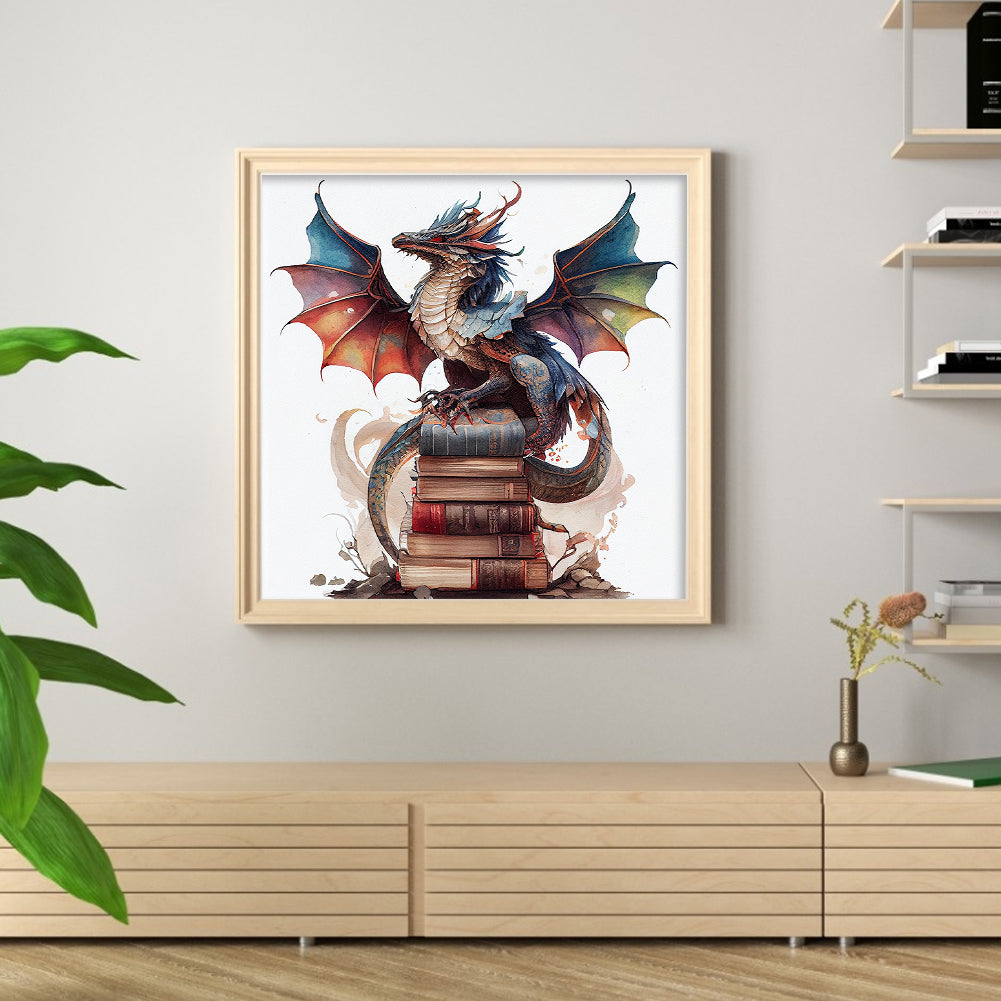 Flying Dragon In Book - 11CT Stamped Cross Stitch 60*60CM