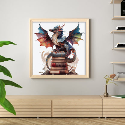 Flying Dragon In Book - 11CT Stamped Cross Stitch 60*60CM