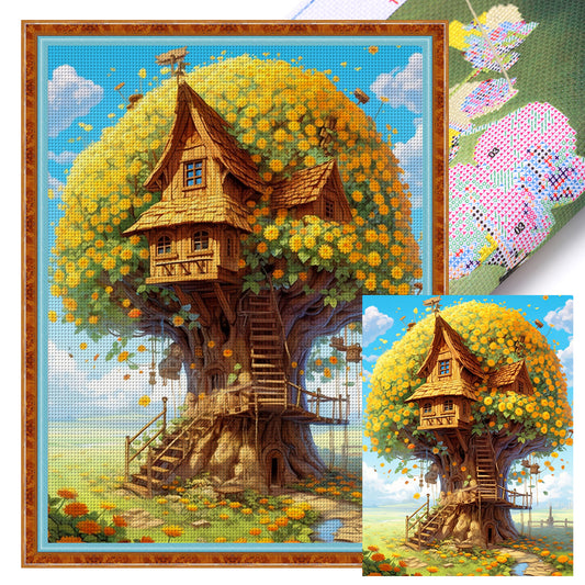 Tree House - 16CT Stamped Cross Stitch 50*65CM