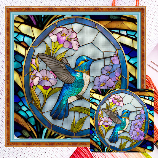 Glass Painting-Hummingbird - 14CT Counted Cross Stitch 40*40CM