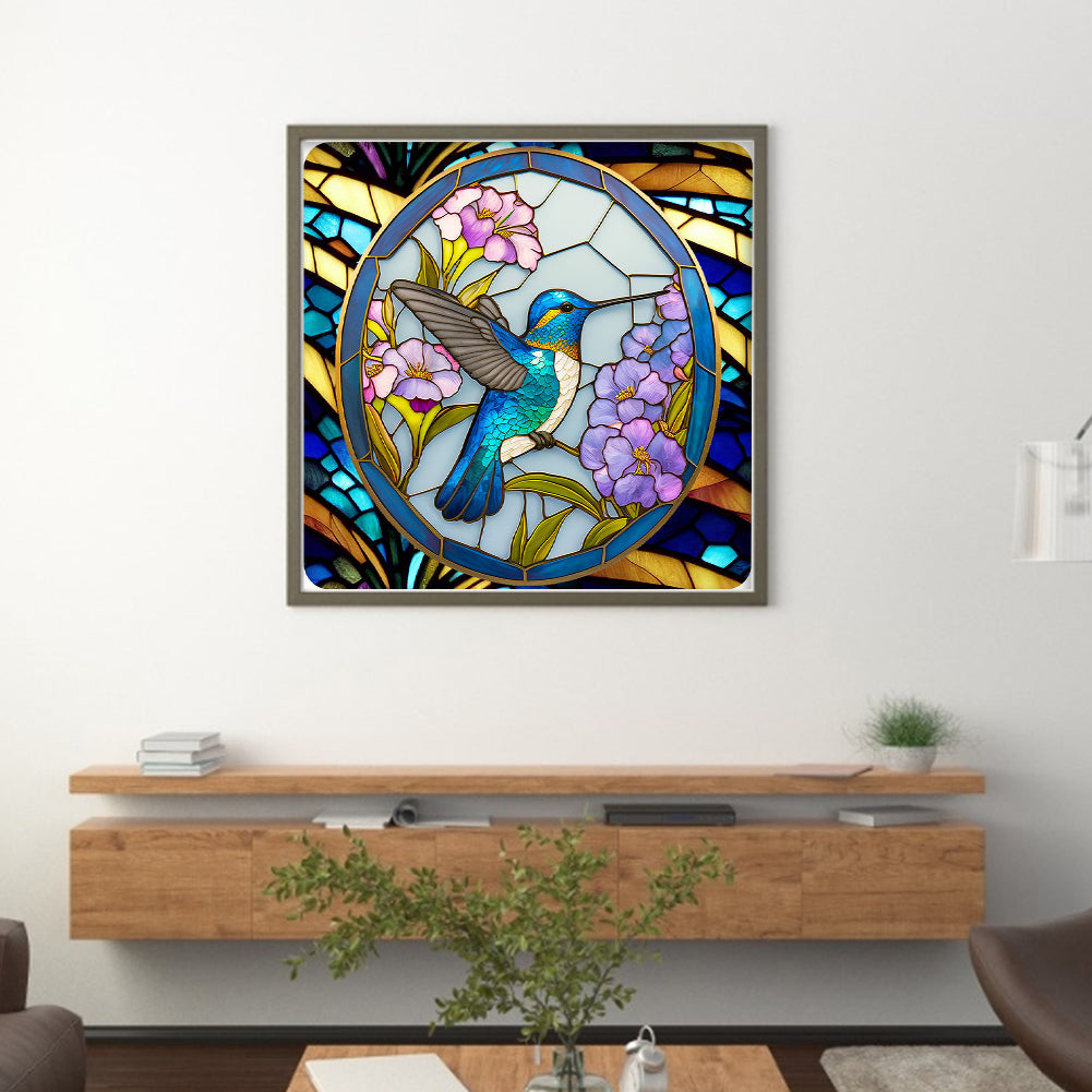 Glass Painting-Hummingbird - 14CT Counted Cross Stitch 40*40CM