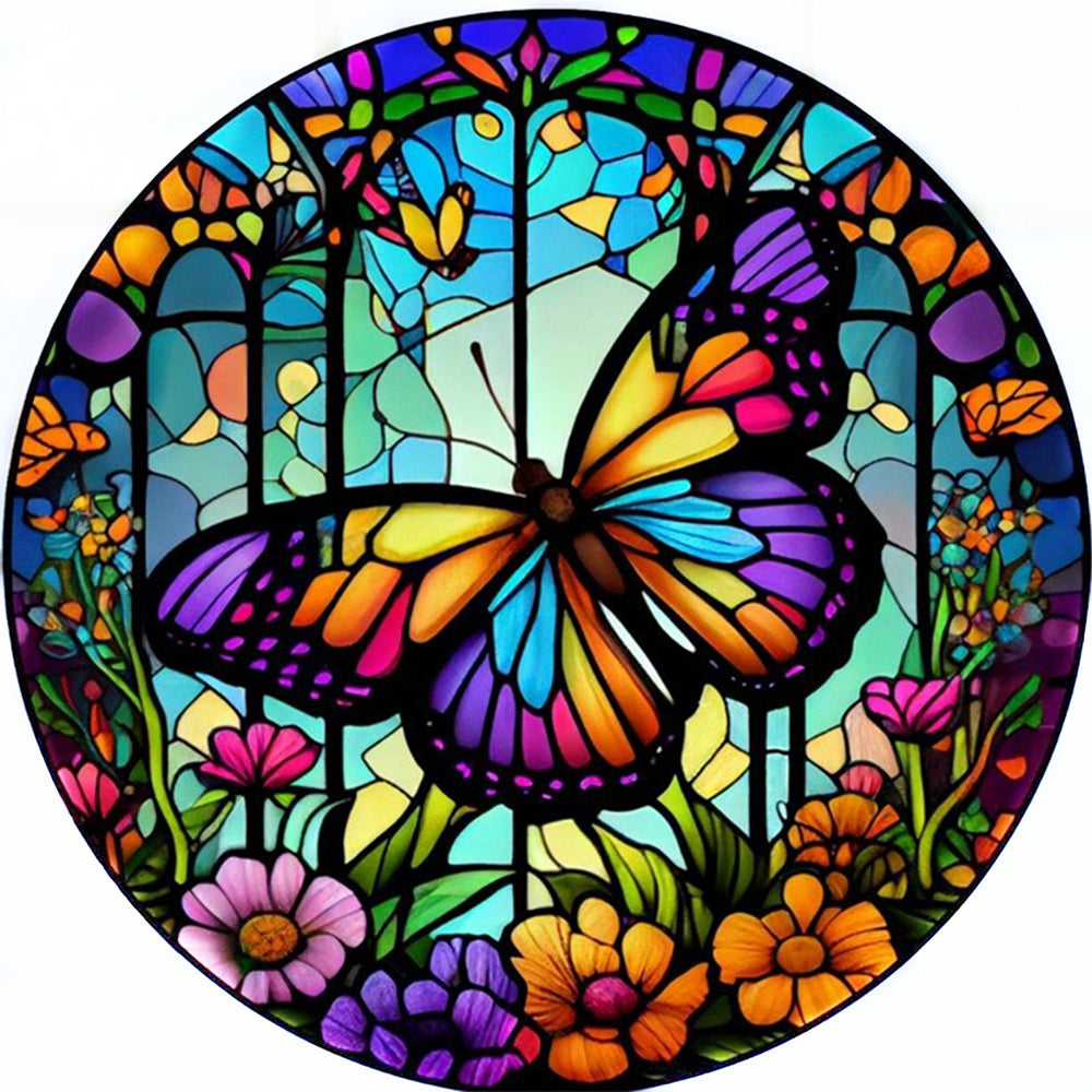 Glass Painting-Butterfly - 14CT Counted Cross Stitch 40*40CM