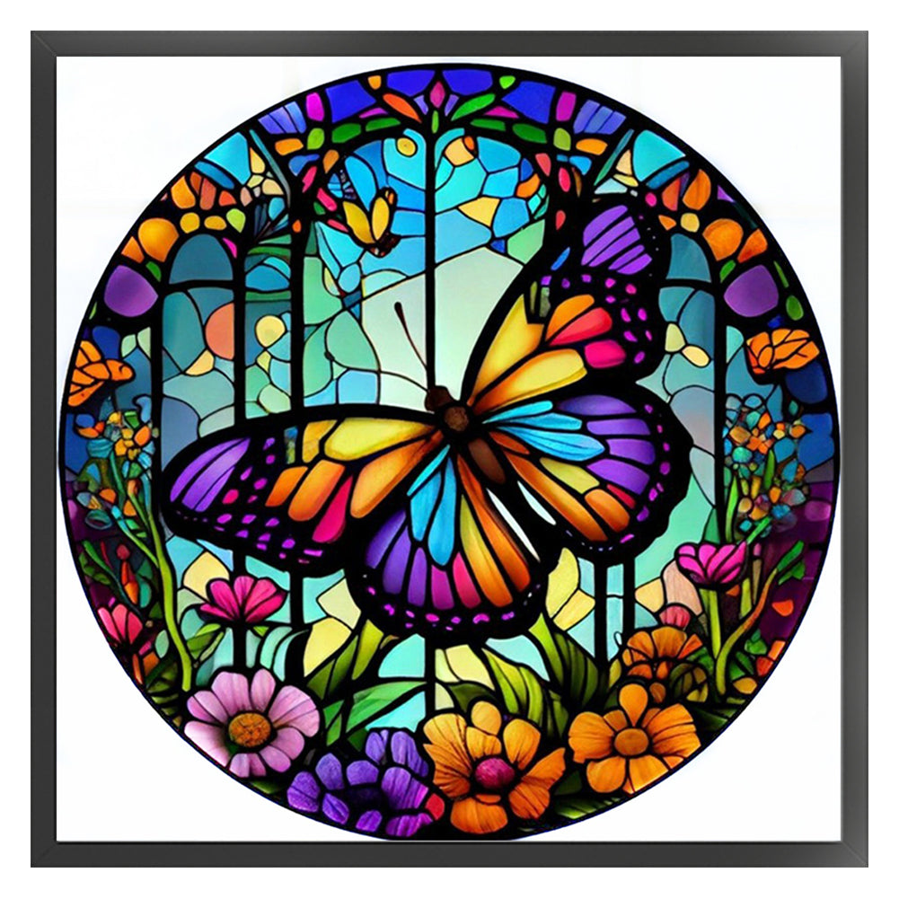 Glass Painting-Butterfly - 14CT Counted Cross Stitch 40*40CM