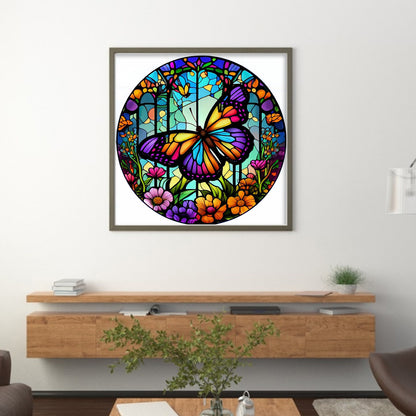 Glass Painting-Butterfly - 14CT Counted Cross Stitch 40*40CM