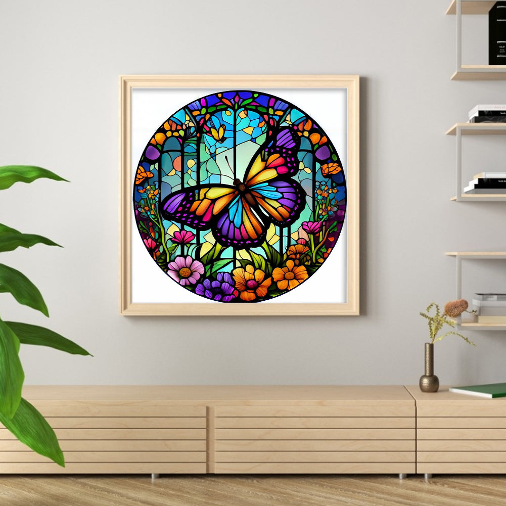 Glass Painting-Butterfly - 14CT Counted Cross Stitch 40*40CM