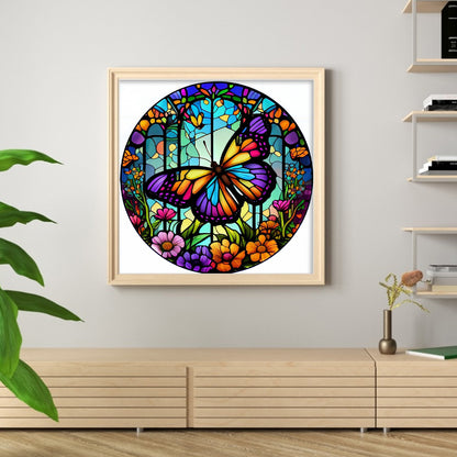 Glass Painting-Butterfly - 14CT Counted Cross Stitch 40*40CM