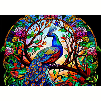 Glass Painting-Peacock - 14CT Counted Cross Stitch 55*40CM