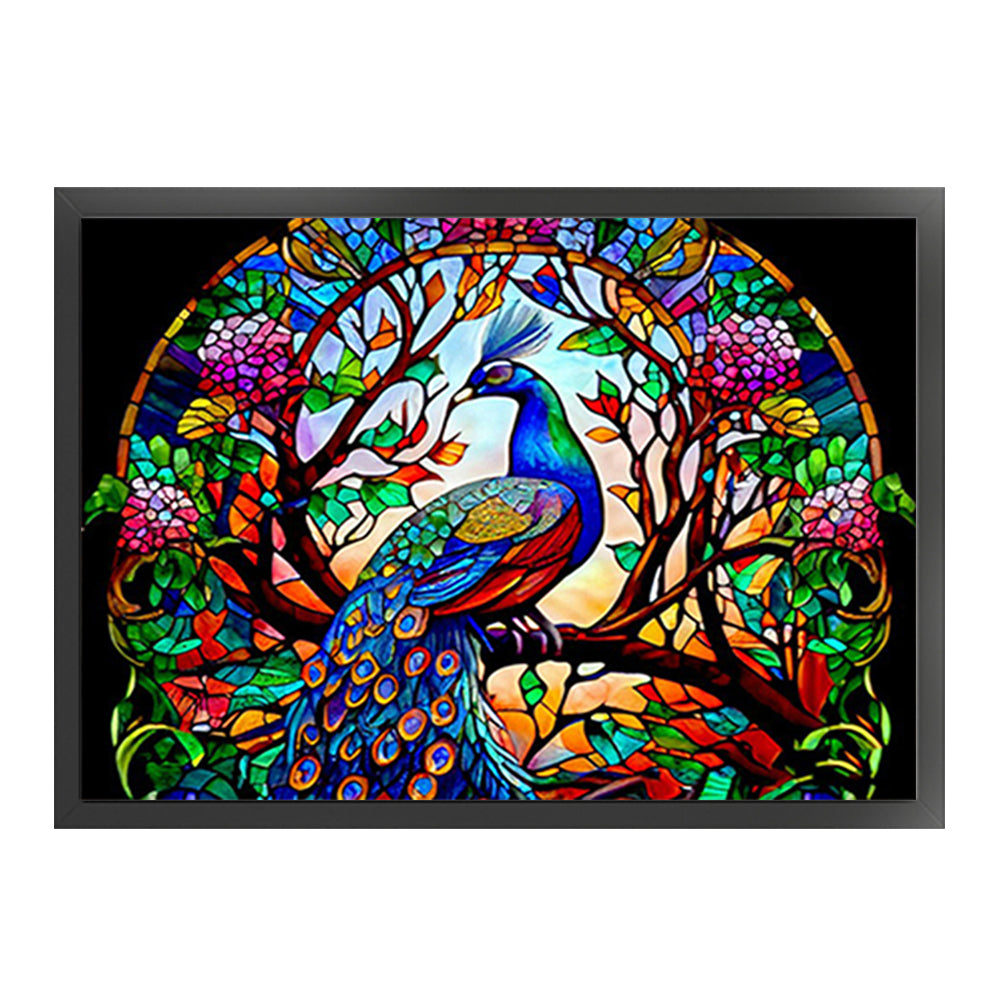 Glass Painting-Peacock - 14CT Counted Cross Stitch 55*40CM