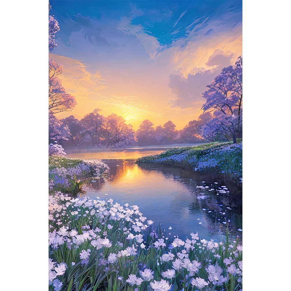 Landscape Flowers - Full Round Drill Diamond Painting 40*60CM