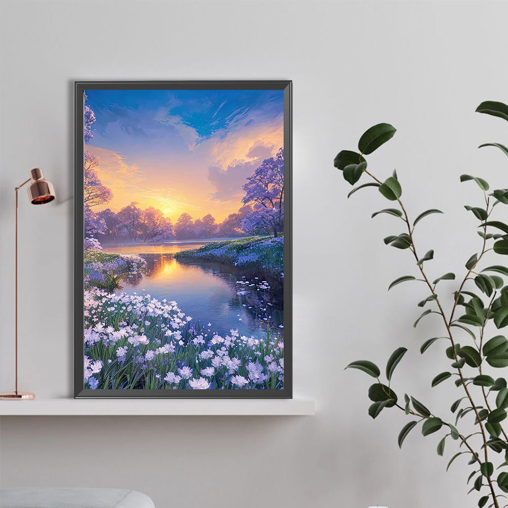 Landscape Flowers - Full Round Drill Diamond Painting 40*60CM
